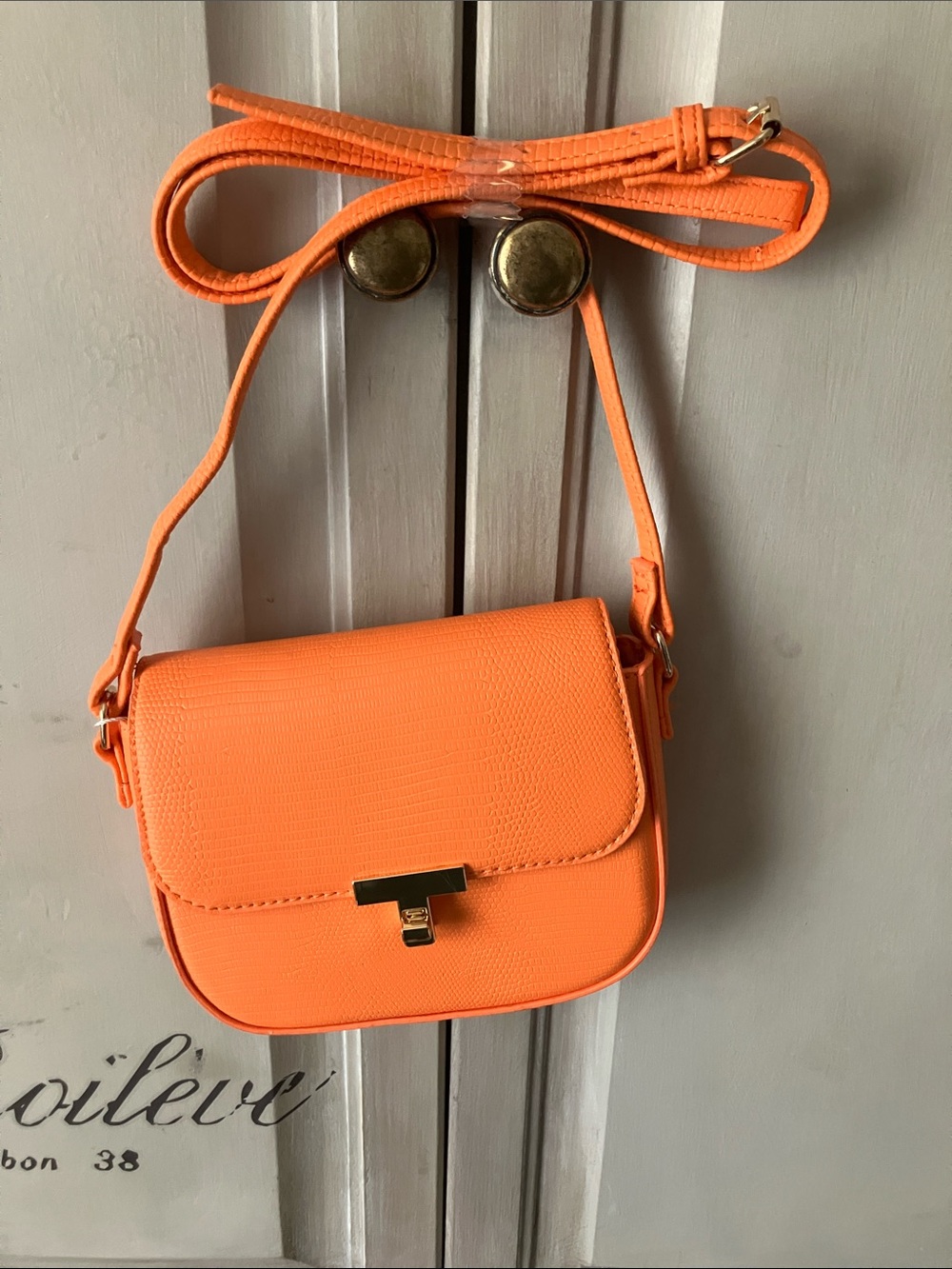 Women’s Crossbody Bag - Orange Faux Leather